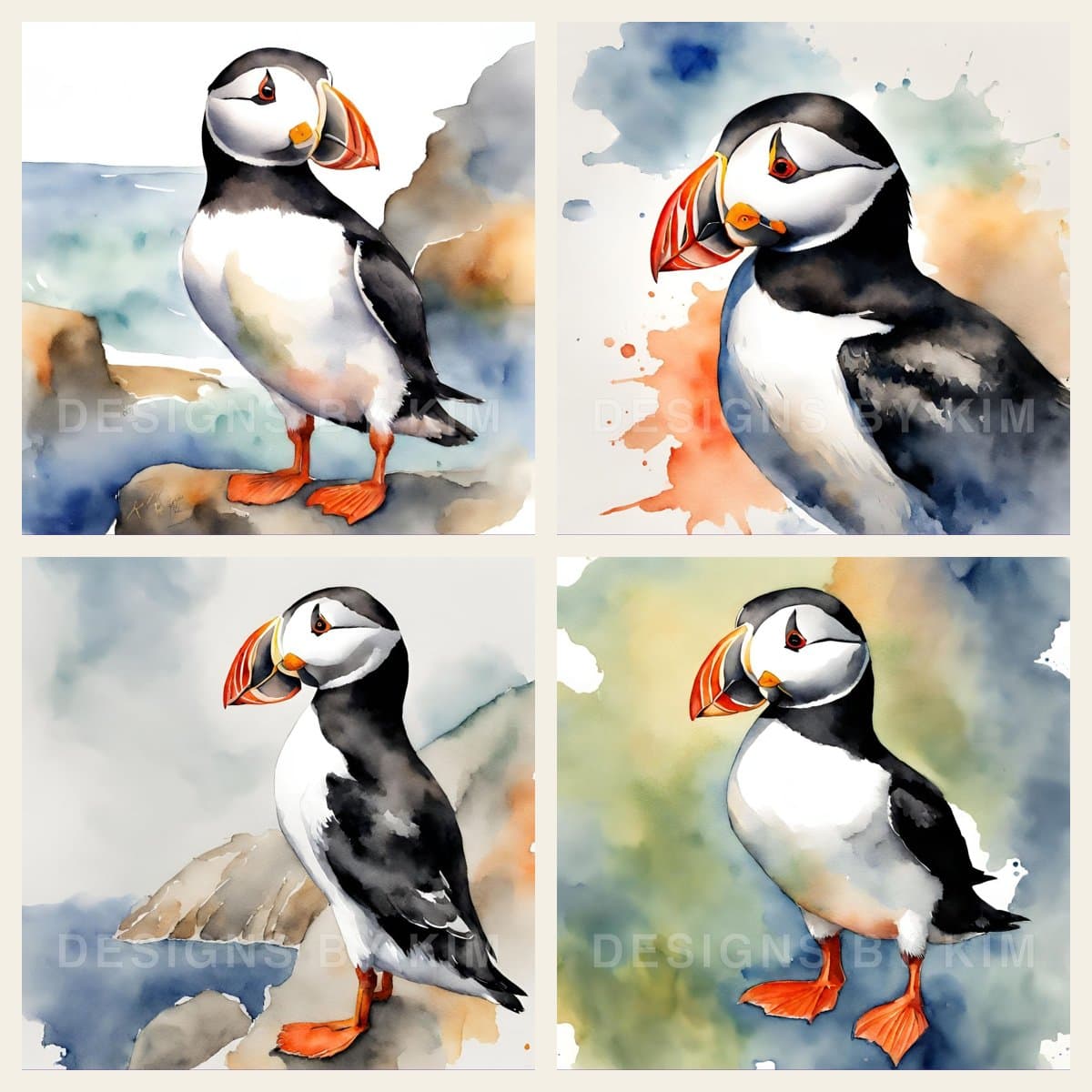 Puffin Quartet – Art Prints, fine art print