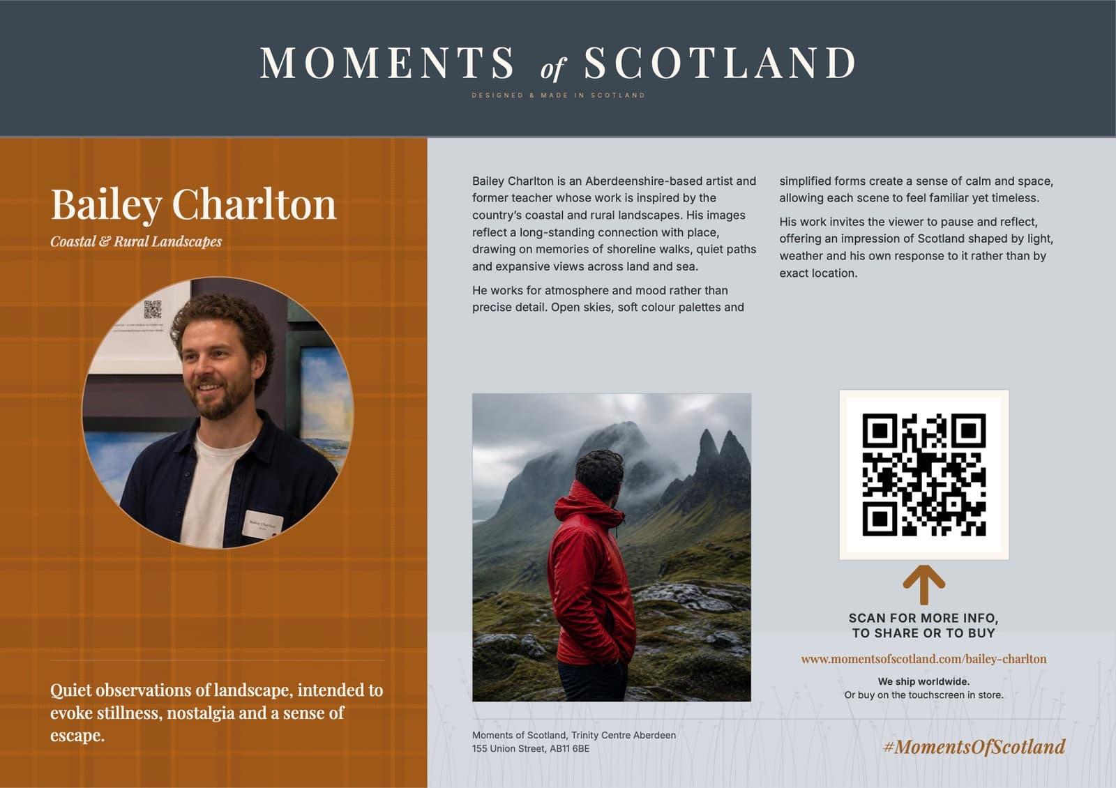 Bailey Charlton: the artist panel from our gallery at the Trinity Centre, Aberdeen
