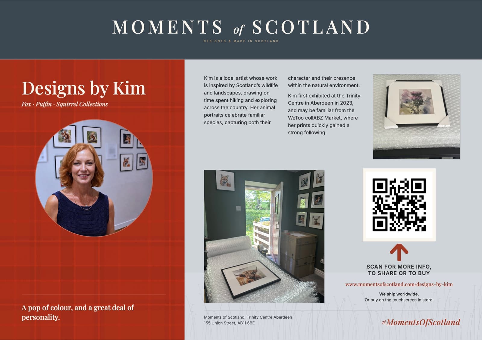Designs by Kim: the artist panel from our gallery at the Trinity Centre, Aberdeen